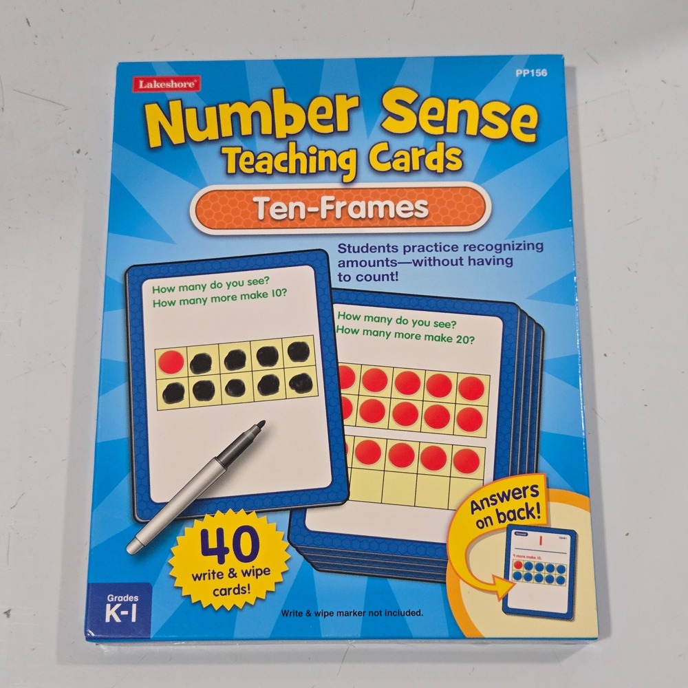 Lakeshore Number Sense Teaching Cards Ten-Frames PP156 Grades K-1 Math 40 Cards